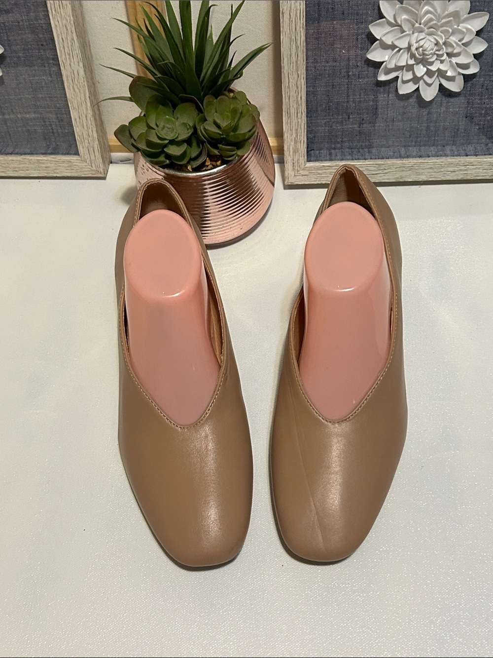 Taupe Women’s Slip-On Leather Flats